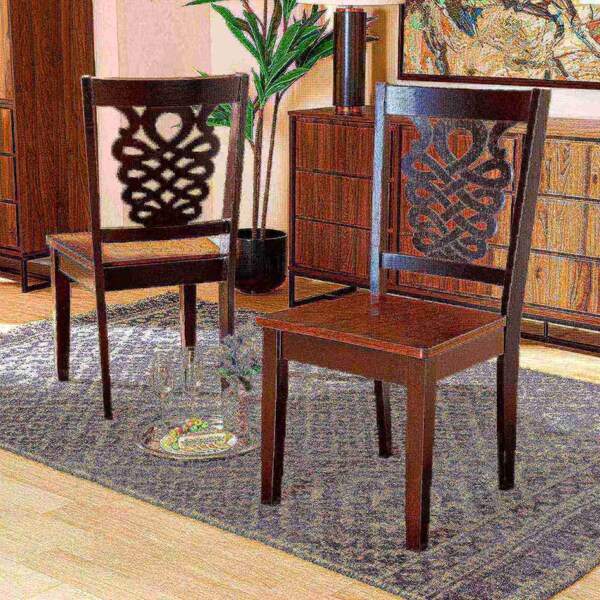 Baxton Studio Gervais Modern Two-Tone Dark Brown and Walnut Brown Finished Wood 2-PC Dining Chair Set - 178-11384-ZORO