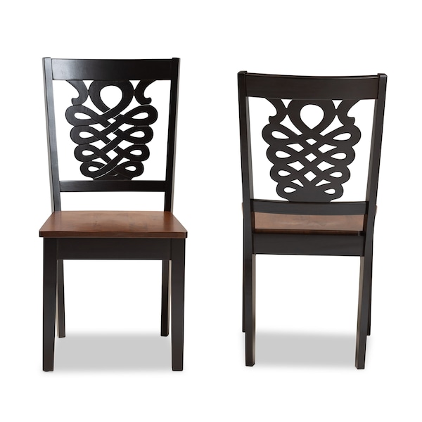 Baxton Studio Gervais Modern Two-Tone Dark Brown and Walnut Brown Finished Wood 2-PC Dining Chair Set - 178-11384-ZORO