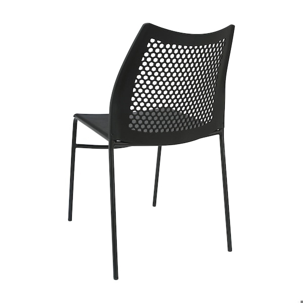 Flash Furniture HERCULES Black Stack Chair with Air-Vent Back, Non-Sled Base and Black Powder Coated Metal Frame - RUT-NC498-BK-GG