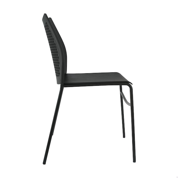 Flash Furniture HERCULES Black Stack Chair with Air-Vent Back, Non-Sled Base and Black Powder Coated Metal Frame - RUT-NC498-BK-GG