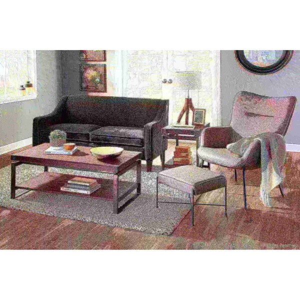 Lumisource Izzy Lounge Chair and Ottoman Set in Black Metal and Grey Faux Leather - C2-IZZY BKGY