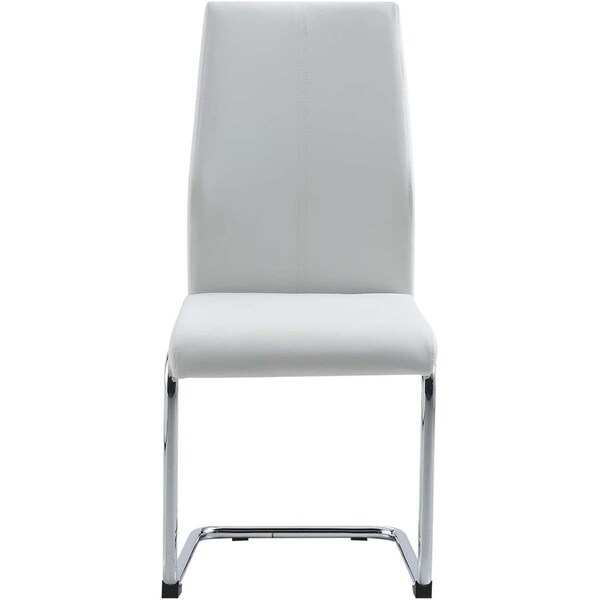Global Furniture Usa Global Furniture USA D41DC-WHITE Faux Leather Dining Chair with Chrome Base; White - D41DC-WHITE