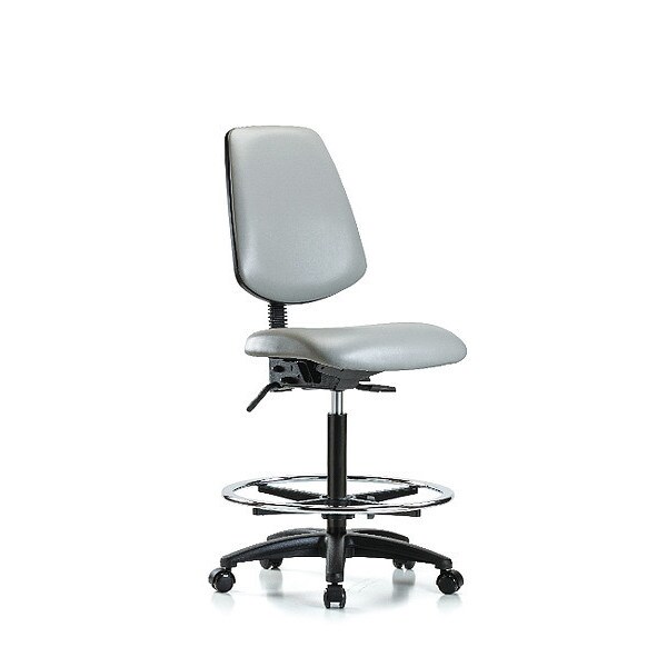 Blue Ridge Ergonomics High Bench Chair No Arms, 26" to 35" Height, Vinyl, Dove - BR-VHBCH-MB-RG-T1-A0-CF-RC-8567