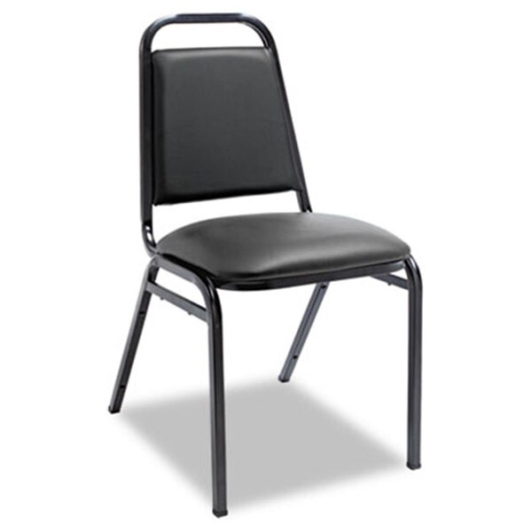 Alera Technologies Alera  Upholstered Stacking Chairs with Square Back- Black Vinyl- Black Frame, 4PK - ALESC68VY10B