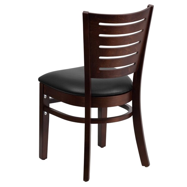 Flash Furniture Darby Series Slat Back Walnut Wood Chair, Black Vinyl Seat, PK2 - 2-XU-DG-W0108-WAL-BLKV-GG