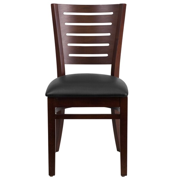 Flash Furniture Darby Series Slat Back Walnut Wood Chair, Black Vinyl Seat, PK2 - 2-XU-DG-W0108-WAL-BLKV-GG
