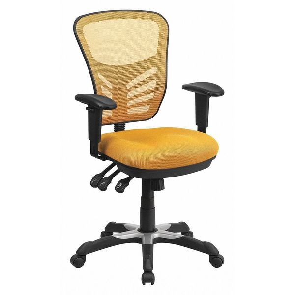 Flash Furniture Contemporary Chair Mid-Back Exectv Chair w/Adj. Arms, Yl/Org, Adjustable Arms, 18" to 23" Height - HL-0001-YEL-GG