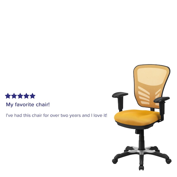 Flash Furniture Contemporary Chair Mid-Back Exectv Chair w/Adj. Arms, Yl/Org, Adjustable Arms, 18" to 23" Height - HL-0001-YEL-GG