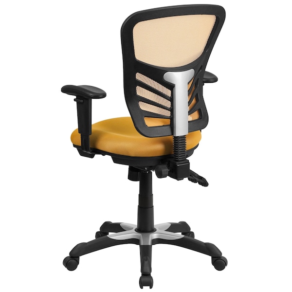 Flash Furniture Contemporary Chair Mid-Back Exectv Chair w/Adj. Arms, Yl/Org, Adjustable Arms, 18" to 23" Height - HL-0001-YEL-GG