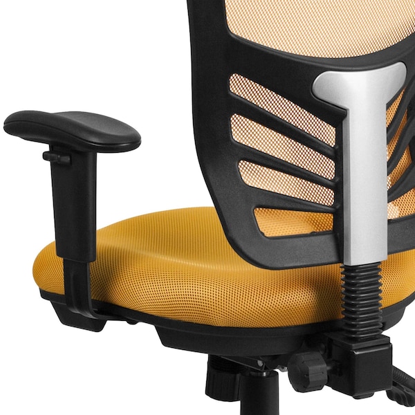 Flash Furniture Contemporary Chair Mid-Back Exectv Chair w/Adj. Arms, Yl/Org, Adjustable Arms, 18" to 23" Height - HL-0001-YEL-GG