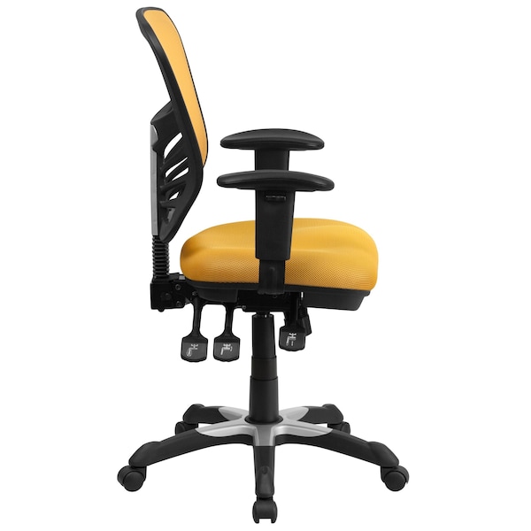 Flash Furniture Contemporary Chair Mid-Back Exectv Chair w/Adj. Arms, Yl/Org, Adjustable Arms, 18" to 23" Height - HL-0001-YEL-GG
