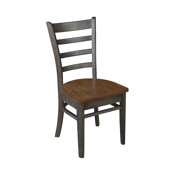 International Concepts Emily Side Chair, Set of 2 Chairs, Hickory/Washed Coal - C45-617P