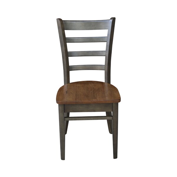 International Concepts Emily Side Chair, Set of 2 Chairs, Hickory/Washed Coal - C45-617P