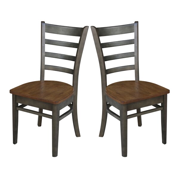 International Concepts Emily Side Chair, Set of 2 Chairs, Hickory/Washed Coal - C45-617P