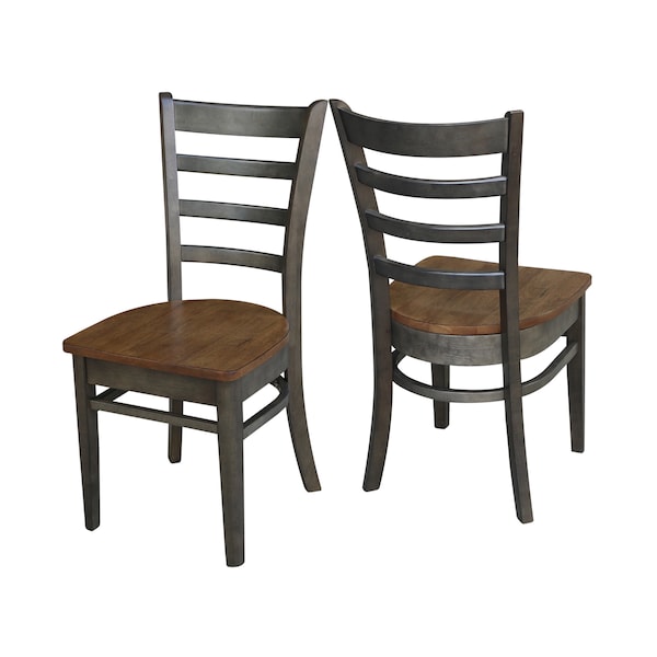 International Concepts Emily Side Chair, Set of 2 Chairs, Hickory/Washed Coal - C45-617P