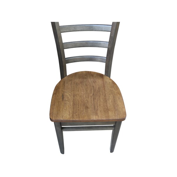 International Concepts Emily Side Chair, Set of 2 Chairs, Hickory/Washed Coal - C45-617P
