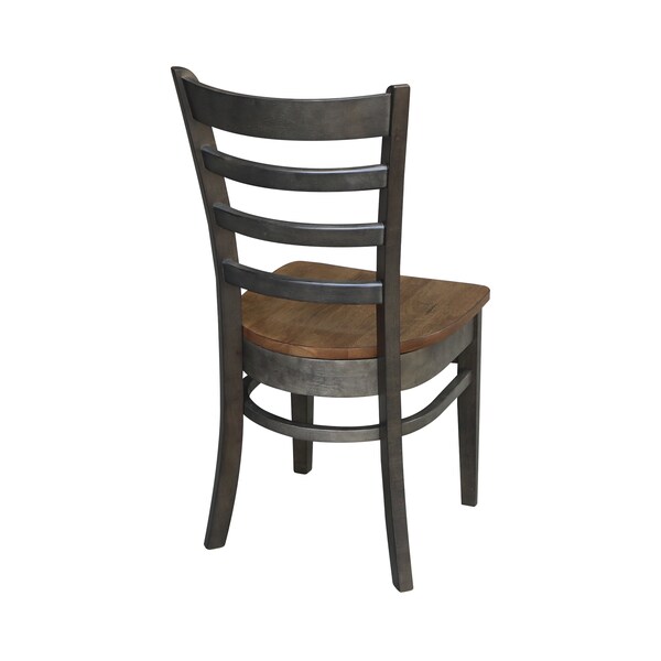 International Concepts Emily Side Chair, Set of 2 Chairs, Hickory/Washed Coal - C45-617P