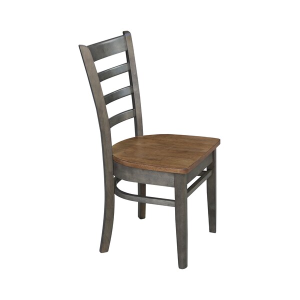 International Concepts Emily Side Chair, Set of 2 Chairs, Hickory/Washed Coal - C45-617P