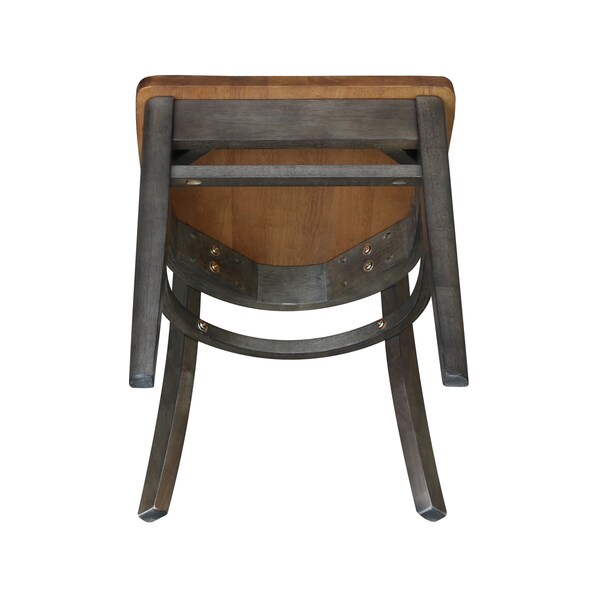 International Concepts Emily Side Chair, Set of 2 Chairs, Hickory/Washed Coal - C45-617P