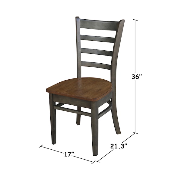 International Concepts Emily Side Chair, Set of 2 Chairs, Hickory/Washed Coal - C45-617P
