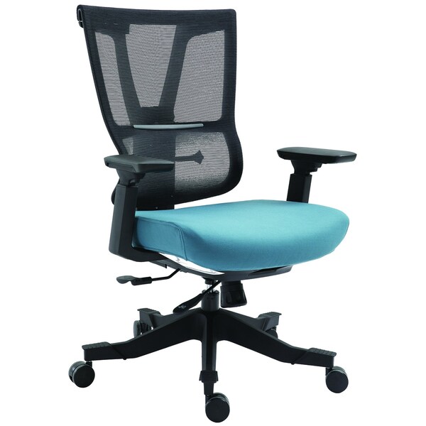 We'Re It Moov Series Flex Mesh Back, Multifunction Chair with Adjustable Arms, Ocean Blue Seat, Black Frame - EM5325-OCEAN
