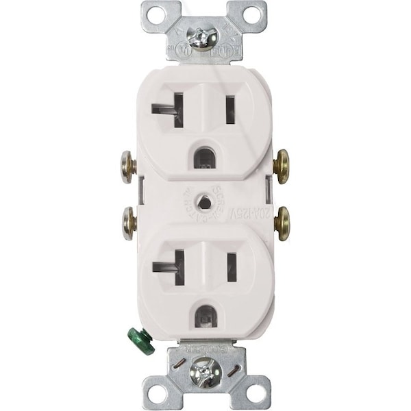 Eaton Wiring Devices Duplex Receptacle, 2 -Pole, 20 A, 125 V, Side Wiring, White - 877W-BOX