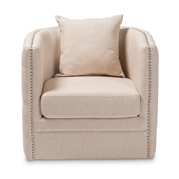 Baxton Studio Micah Modern Beige Upholstered Tufted Swivel Chair - 151-9257