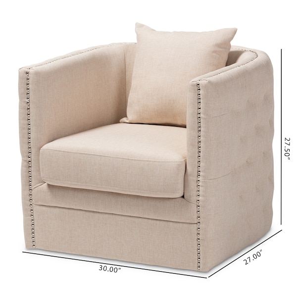 Baxton Studio Micah Modern Beige Upholstered Tufted Swivel Chair - 151-9257