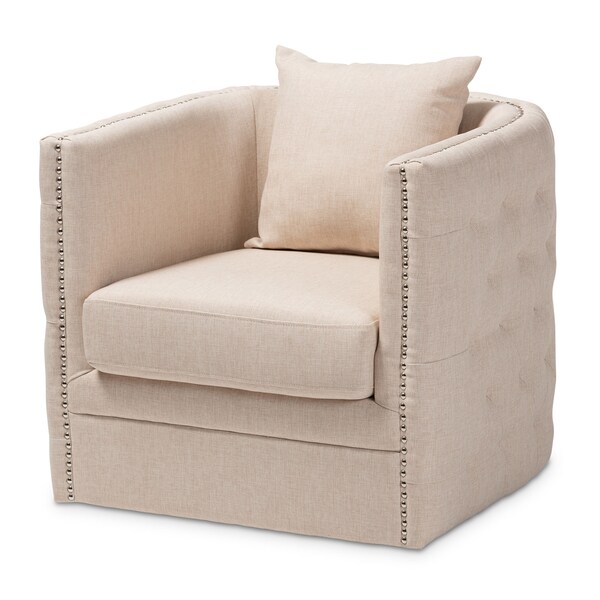 Baxton Studio Micah Modern Beige Upholstered Tufted Swivel Chair - 151-9257