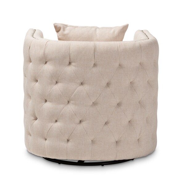 Baxton Studio Micah Modern Beige Upholstered Tufted Swivel Chair - 151-9257