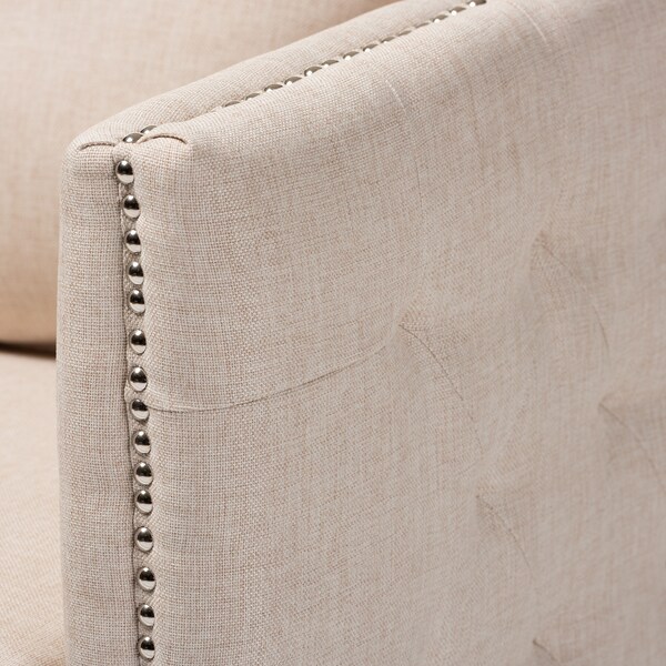 Baxton Studio Micah Modern Beige Upholstered Tufted Swivel Chair - 151-9257