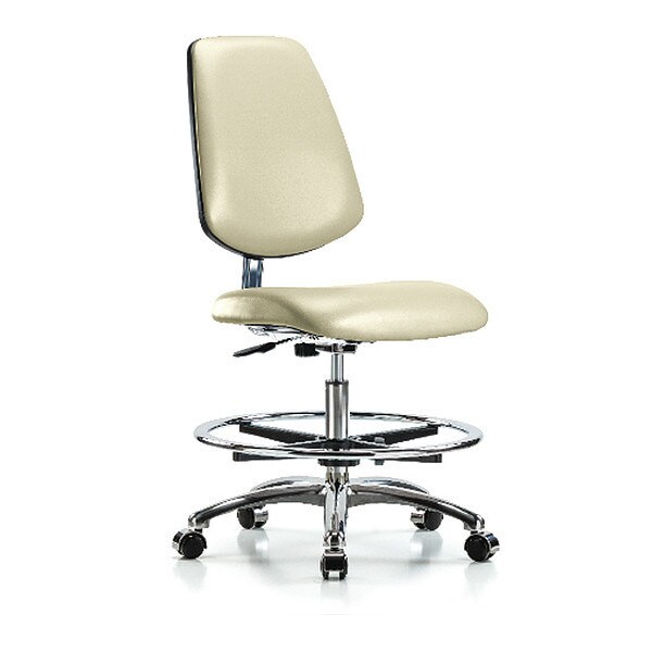 Blue Ridge Ergonomics Clean Room Chair 22" to 29" Height, Vinyl, Adobe White - BR-CLR-VMBCH-MB-CR-CF-CC-8501