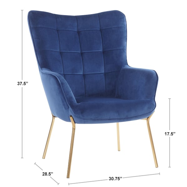 Lumisource Izzy Lounge Chair, Ottoman Set in Gold Metal, Green Velvet Fabric - C2-IZZY AUVGN