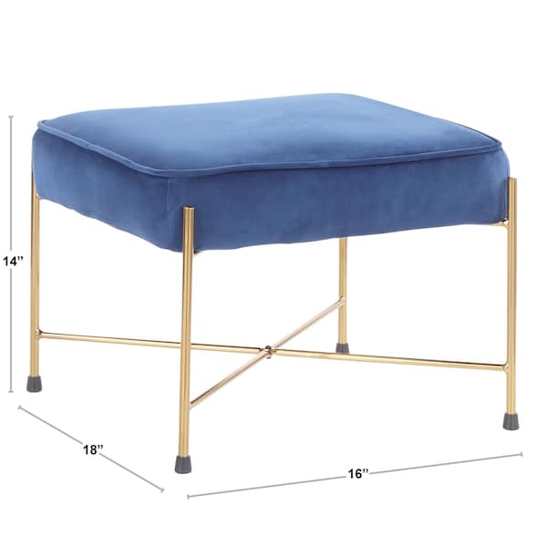 Lumisource Izzy Lounge Chair, Ottoman Set in Gold Metal, Green Velvet Fabric - C2-IZZY AUVGN