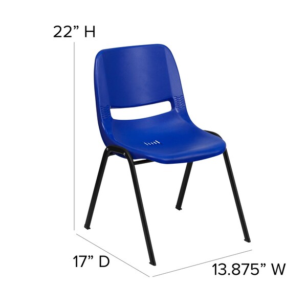 Flash Furniture Stack Chair, Navy w/ Black Frame, 12"H - RUT-12-NVY-BLACK-GG