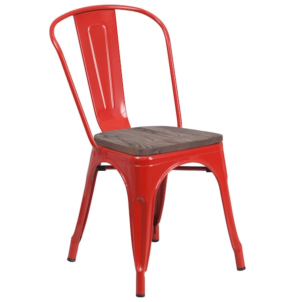 Flash Furniture Red Metal Stack Chair - CH-31230-RED-WD-GG