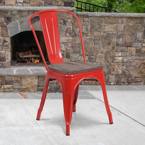 Flash Furniture Red Metal Stack Chair - CH-31230-RED-WD-GG