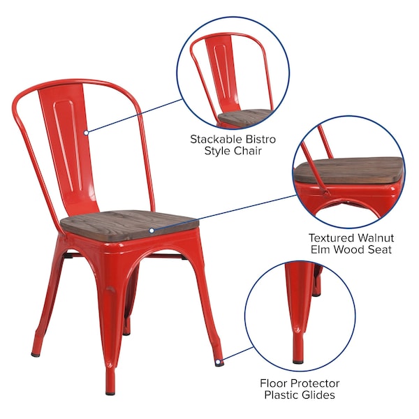 Flash Furniture Red Metal Stack Chair - CH-31230-RED-WD-GG