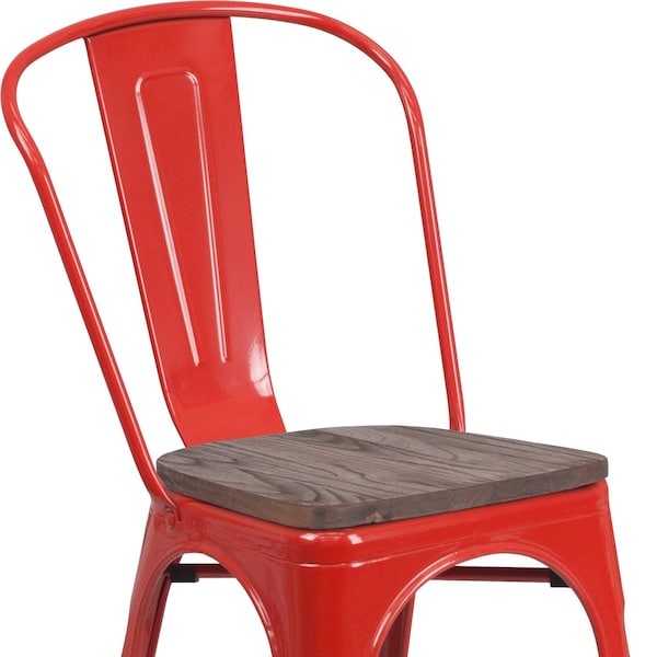 Flash Furniture Red Metal Stack Chair - CH-31230-RED-WD-GG