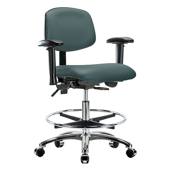 Zoro Select Medium Bench Chair Ergonomic Chair, Adjustable Arms, 21-1/2" to 29" Height, Polyurethane, Vinyl - BR-VMBCH-CR-T1-A1-CF-CC-8546