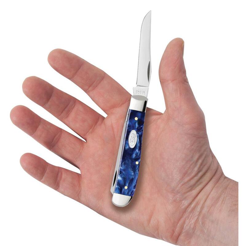 W. R. Case & Sons Cutlery Co SparXX Blue Pearl Kirinite Smooth Mini Trapper Pocket Knife - FI23432
