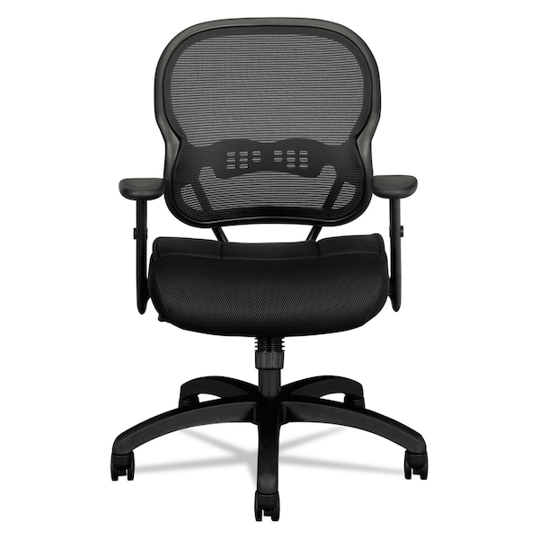 Hon Basyx Task Chair Chair, Midbck, Mesh Seat, Black, Fixed Arms, Mesh, Black - VL712MM10
