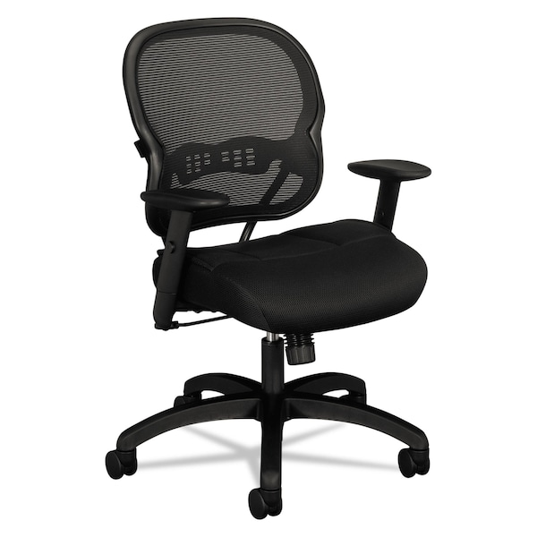 Hon Basyx Task Chair Chair, Midbck, Mesh Seat, Black, Fixed Arms, Mesh, Black - VL712MM10
