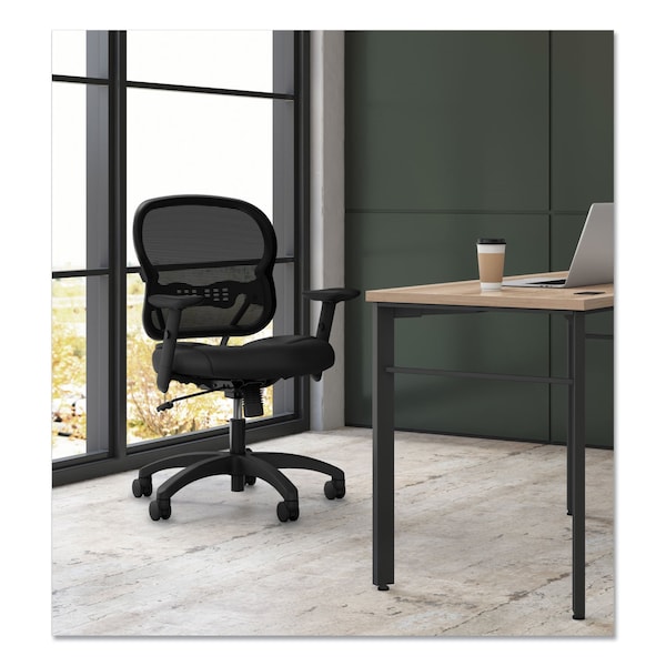 Hon Basyx Task Chair Chair, Midbck, Mesh Seat, Black, Fixed Arms, Mesh, Black - VL712MM10