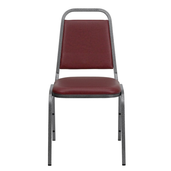 Flash Furniture Stacking Chair, Burgundy Seat, Red Back, 17 1/2 in W 20 1/4 in L 34 in H, Fixed Arms, Vinyl Seat - FD-BHF-2-BY-VYL-GG