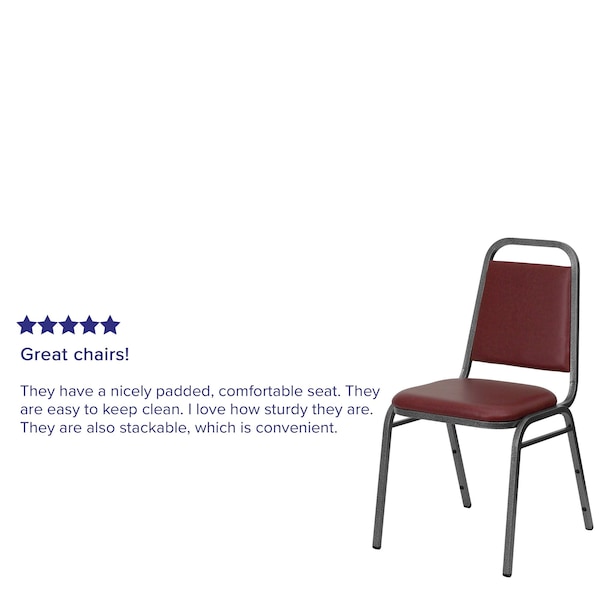 Flash Furniture Stacking Chair, Burgundy Seat, Red Back, 17 1/2 in W 20 1/4 in L 34 in H, Fixed Arms, Vinyl Seat - FD-BHF-2-BY-VYL-GG