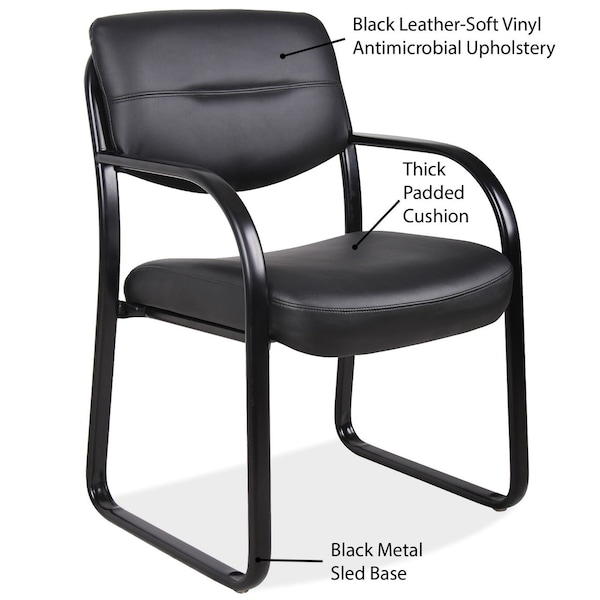 Officesource Merit Collection Sled Base Guest Chair with Arms and Black Frame - 315VBK