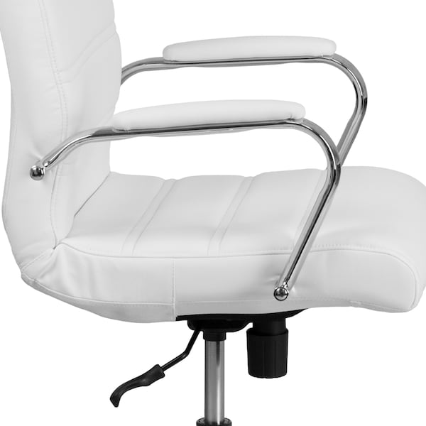 Flash Furniture Contemporary Chair White Mid-Back Exec Chair, Fixed Arms, 18-1/4" to 22-1/4" Height - GO-2286M-WH-GG