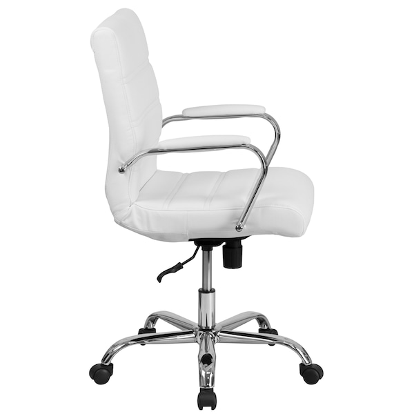 Flash Furniture Contemporary Chair White Mid-Back Exec Chair, Fixed Arms, 18-1/4" to 22-1/4" Height - GO-2286M-WH-GG