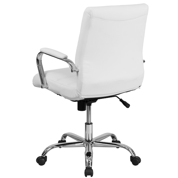 Flash Furniture Contemporary Chair White Mid-Back Exec Chair, Fixed Arms, 18-1/4" to 22-1/4" Height - GO-2286M-WH-GG